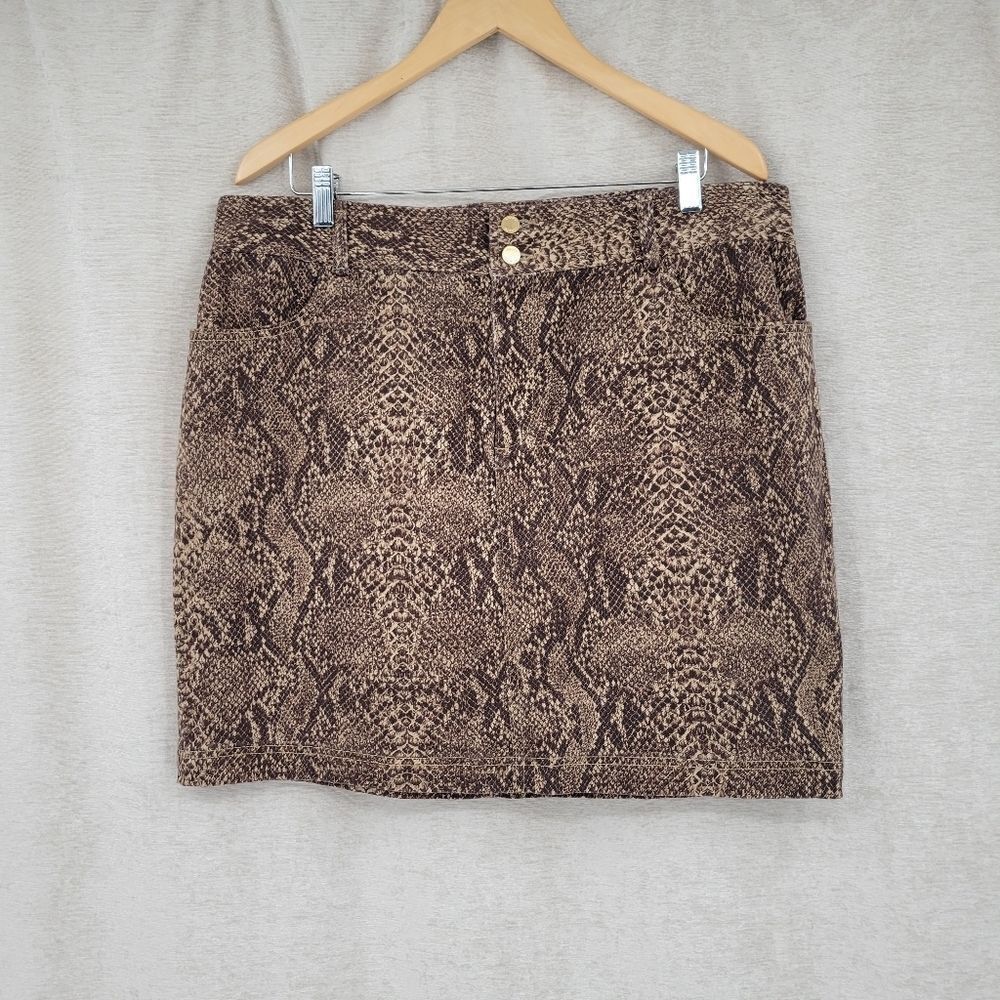 Chaps Snakeskin Print Short Length Mini Skirt Women's Plus Size 16